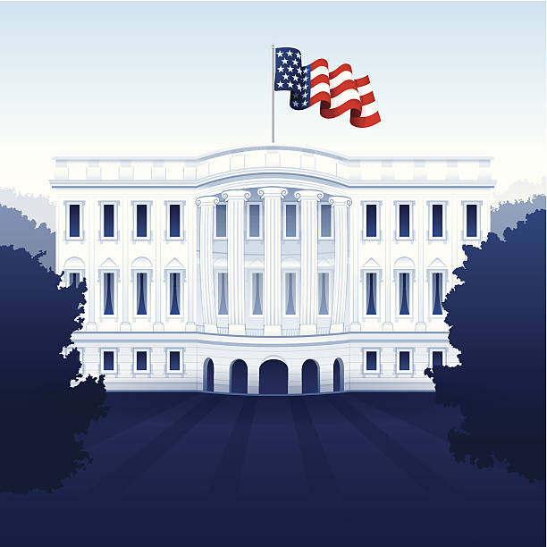 The White House The Whitehouse concept illustration. american flag house stock illustrations