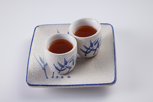 stoc image of the two tea cup on the tray