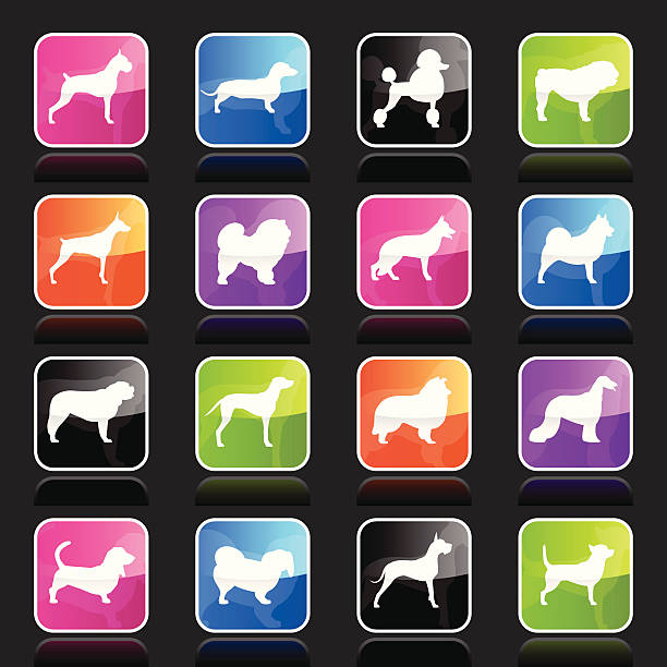 ubergloss icons-hund - dog malamute sled dog bulldog stock-grafiken, -clipart, -cartoons und -symbole