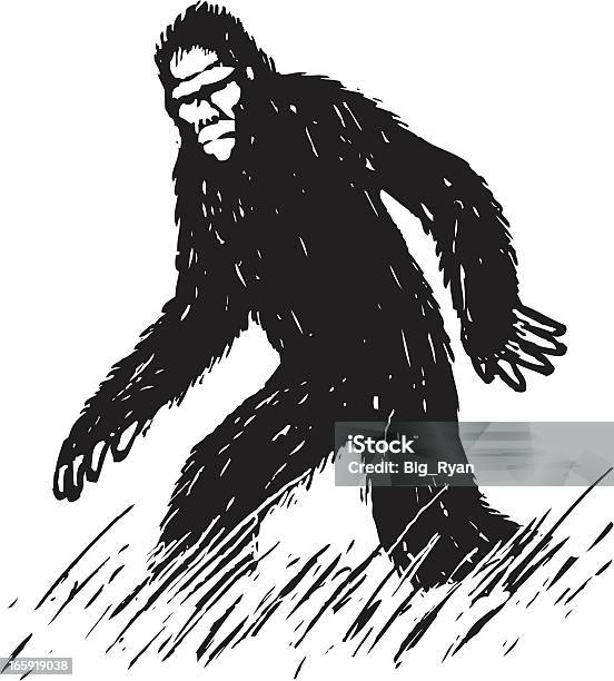 Ilustración de Bocetos Bigfoot y más Vectores Libres de Derechos de Señal de paso de sasquatch - Señal de paso de sasquatch, Bigfoot, Yeti