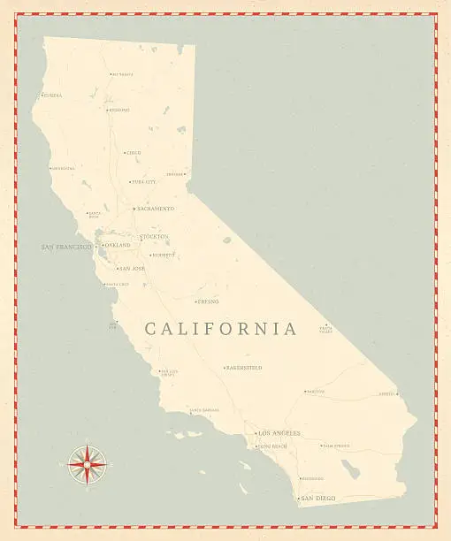 Vector illustration of Vintage-Style California Map