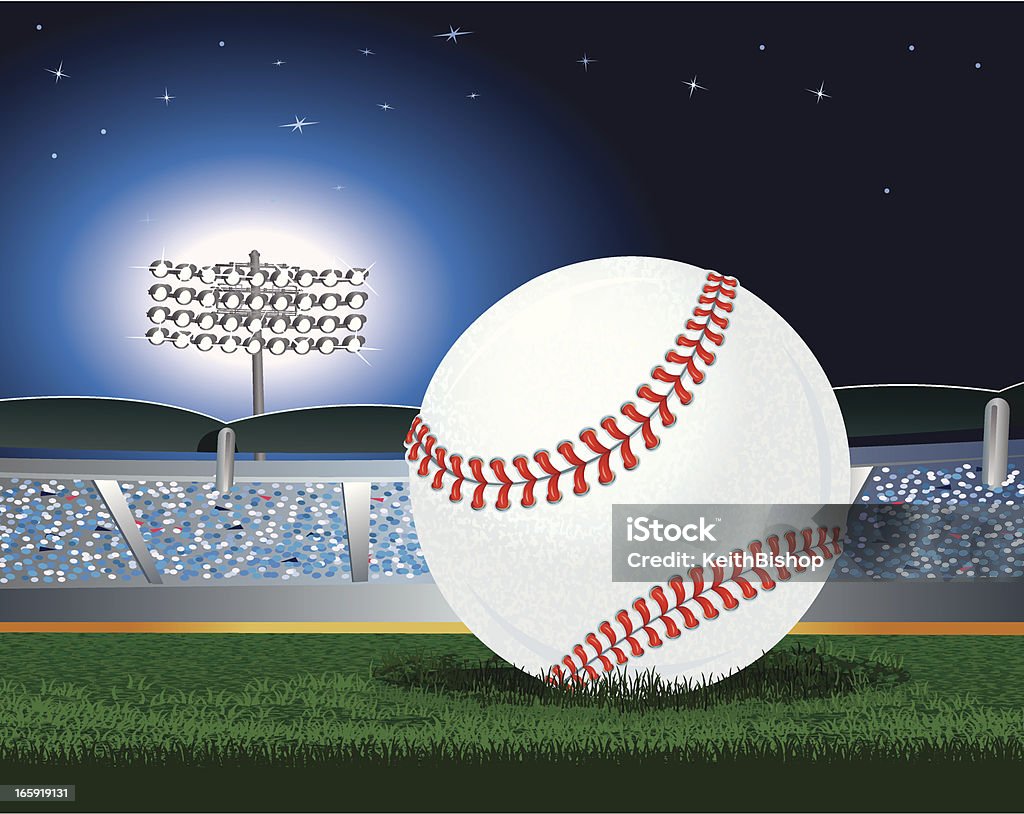 Baseball und Stadion Lichter in der Nacht Hintergrund unter - Lizenzfrei Baseballfeld Vektorgrafik