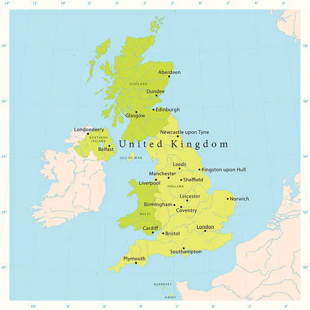 Vector illustration of United Kingdom Vector Map