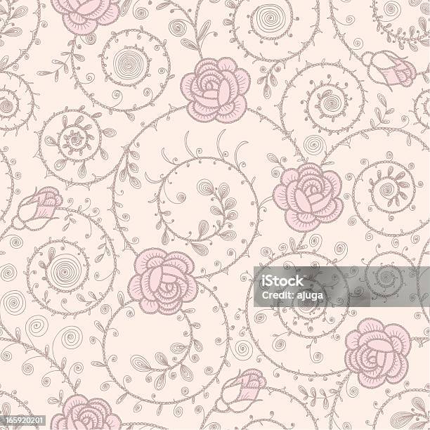 Rosas Rosa Sem Costura Padrão - Arte vetorial de stock e mais imagens de Pastel - Pastel, Plano de Fundo, Arte Linear