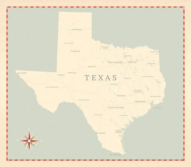 Vector illustration of Vintage-Style Texas Map