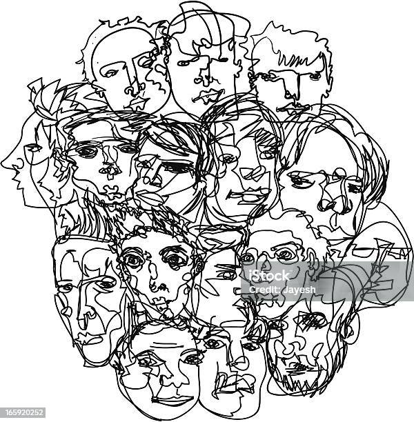 Mens Faces Sketch Stock Illustration - Download Image Now - Sketch, Line Art, Human Face