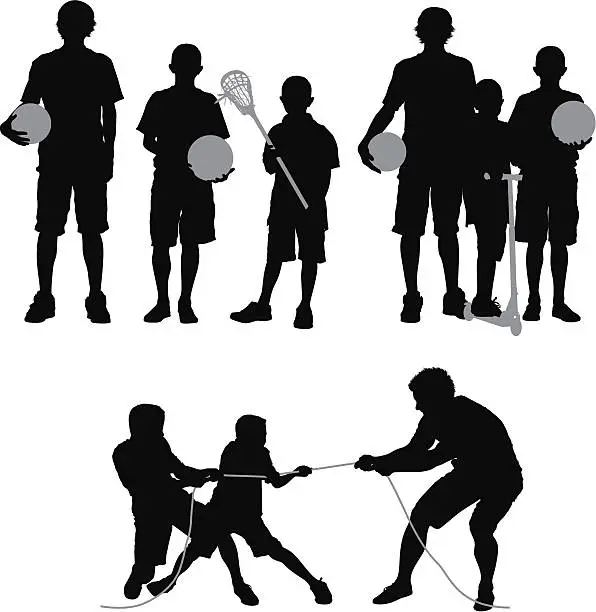 Vector illustration of Silhouette of a family