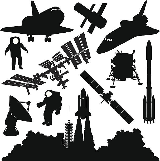 Space Silhouettes Various space related silhouettes. international space station stock illustrations