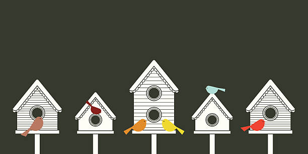 illustrazioni stock, clip art, cartoni animati e icone di tendenza di birdhouses moderno - birdhouse