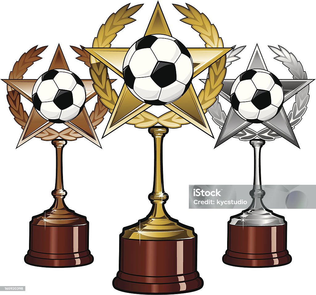 Argent or et Bronze football trophées - clipart vectoriel de Argent libre de droits