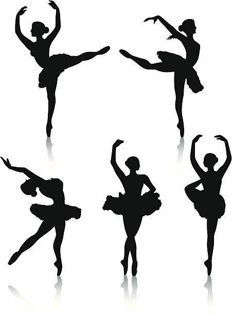 발레 댄서 실루엣 - the human body dancing female silhouette stock illustrations