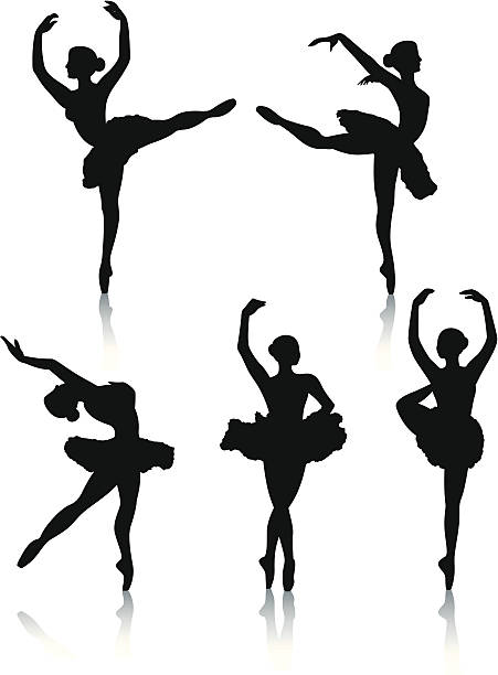 Ballet dancer silhouettes vector art illustration