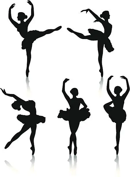 Vector illustration of Ballet dancer silhouettes