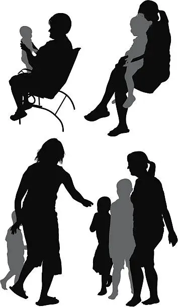 Vector illustration of Parents with their children