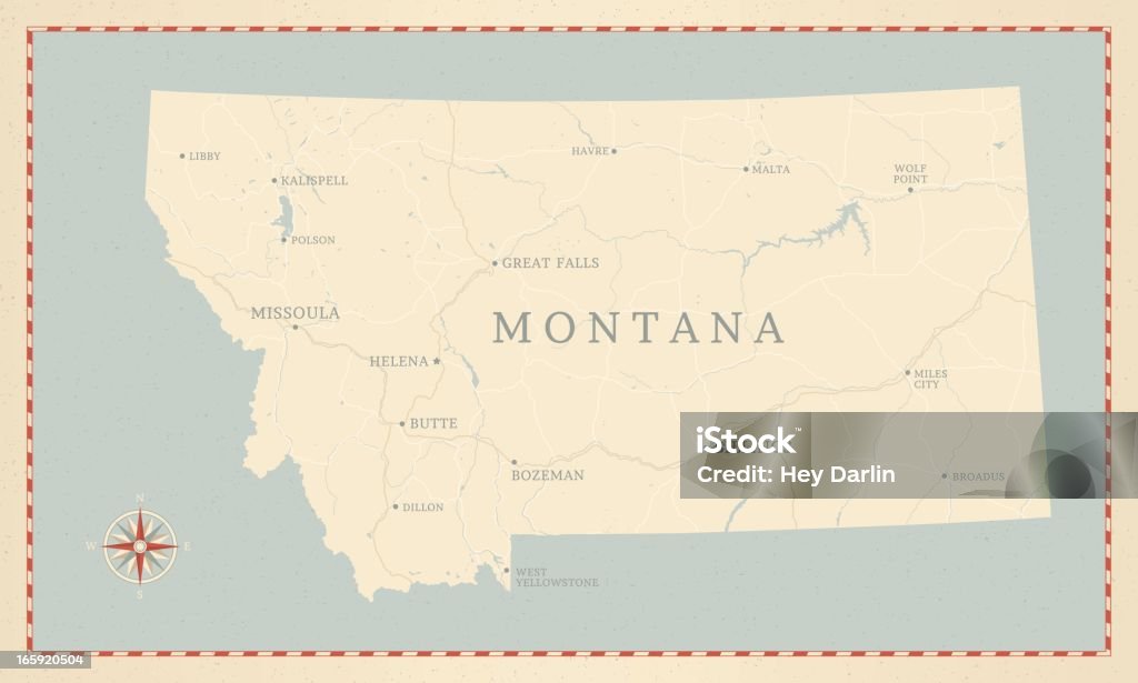 Vintage carte du Montana - clipart vectoriel de Montana - Ouest Américain libre de droits