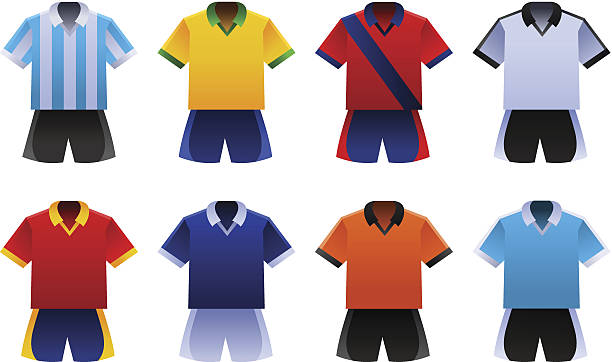piłka nożna world cup stroje - ball sports uniform sport blue stock illustrations