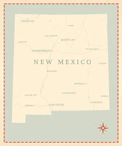 Vector illustration of Vintage-Style New Mexico Map
