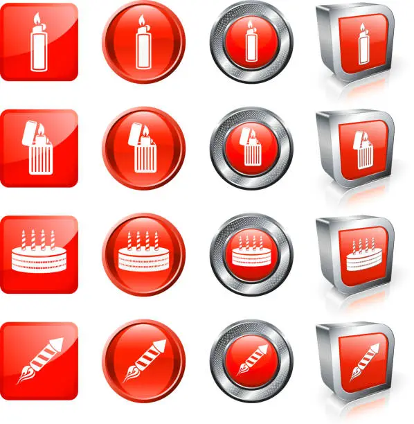 Vector illustration of Different Use for Fire Lighter royalty free vector button set