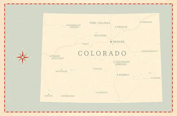 Vector illustration of Vintage-Style Colorado Map