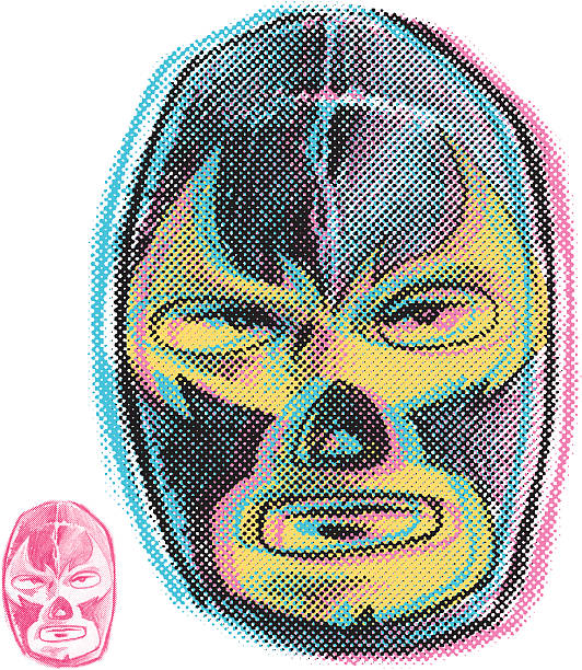 illustrazioni stock, clip art, cartoni animati e icone di tendenza di retrò lucho - wrestling mask