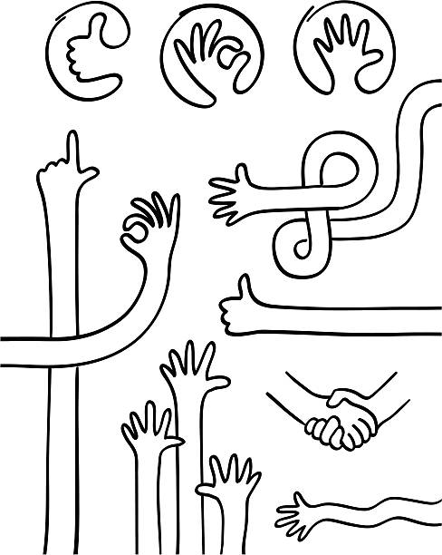 Hand collection | Different hands Collection of different human hands. hand drawings stock illustrations