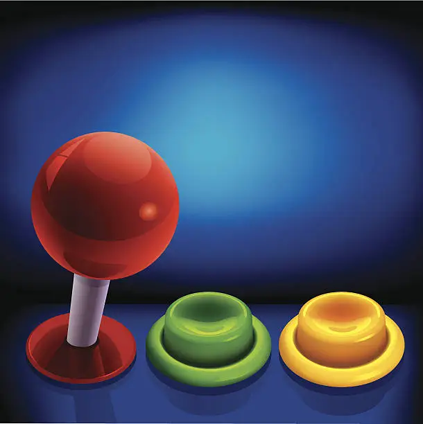 Vector illustration of Arcade Joystick and Push Button