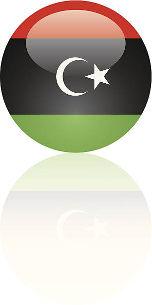 New Libya Flag Glass Ball vector art illustration