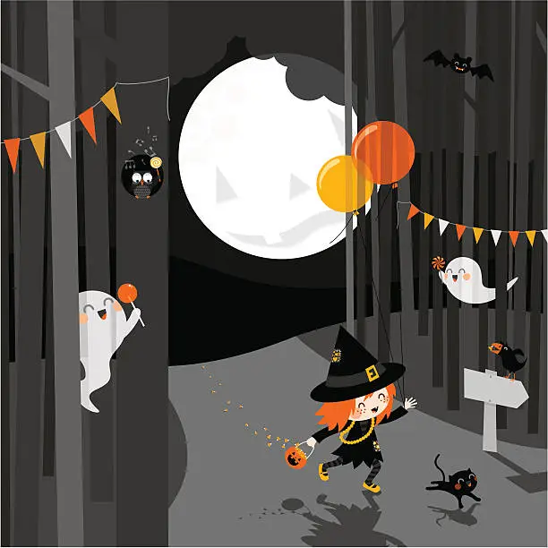 Vector illustration of Halloween party cartoon illustration