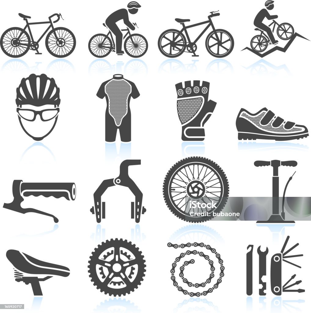 Fahrrad Rennen, schwarze & weiß lizenzfreie vektor icon-set - Lizenzfrei Radfahren Vektorgrafik