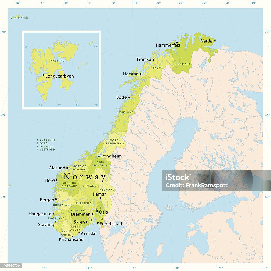 Noruega vetor mapa - Royalty-free Mapa arte vetorial