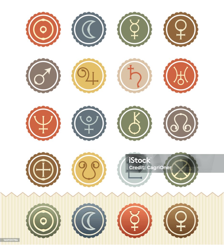 Vintage Badge Series : Astrological Planets Icons  http://www.appwitch.com/cagri/retro.png Astrology stock vector