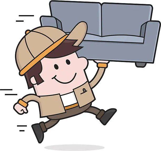 Vector illustration of Move Service / Removal Man carries a couch