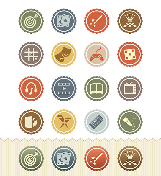 Entretenimento ícones: Emblema Vintage Series - ilustração de arte vetorial