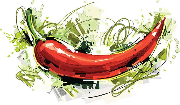 Vector illustration of Red Chili Pepper Sketch