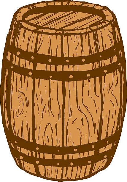 Vector illustration of An illustration of a wood barrel