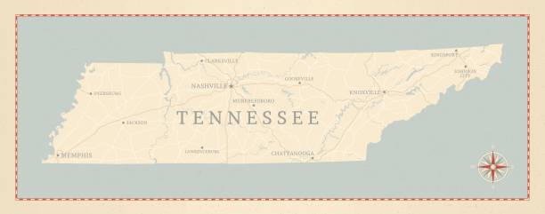 illustrations, cliparts, dessins animés et icônes de carte vintage, dans le tennessee - tennessee map nashville usa