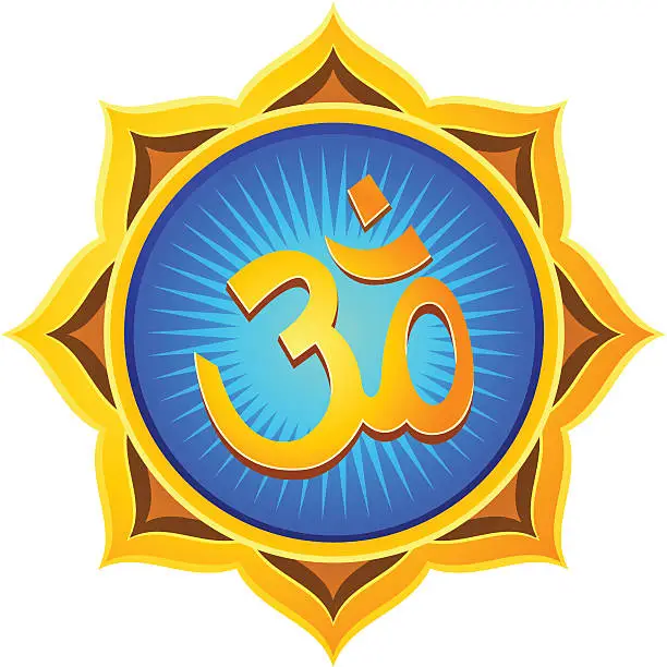 Vector illustration of Golden Lotus Om