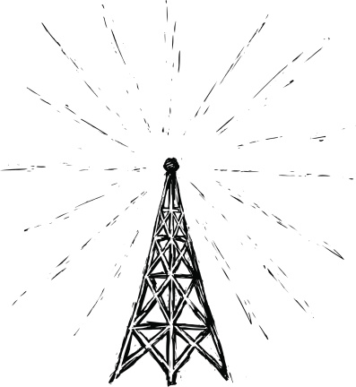 etched radio tower