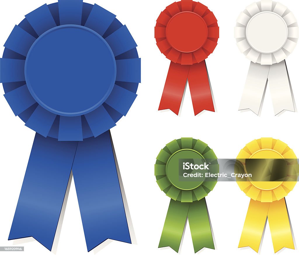 Award Ribbons Set of award ribbons in five different colors.  Colors are just a few global swatches, so file can be recolored easily.  Each element is grouped separately for easy editing. Award Ribbon stock vector