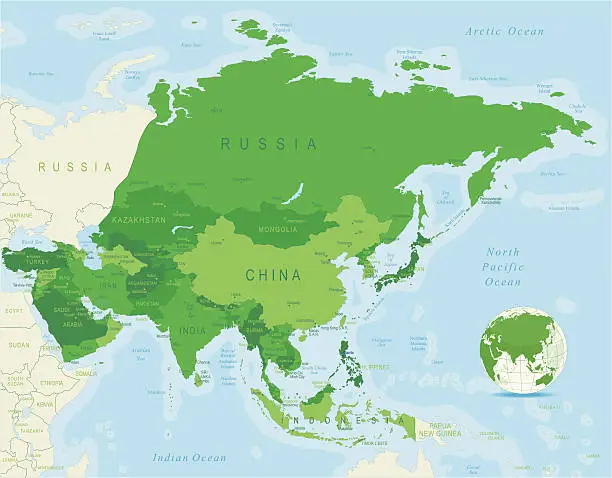 Vector illustration of Asia map