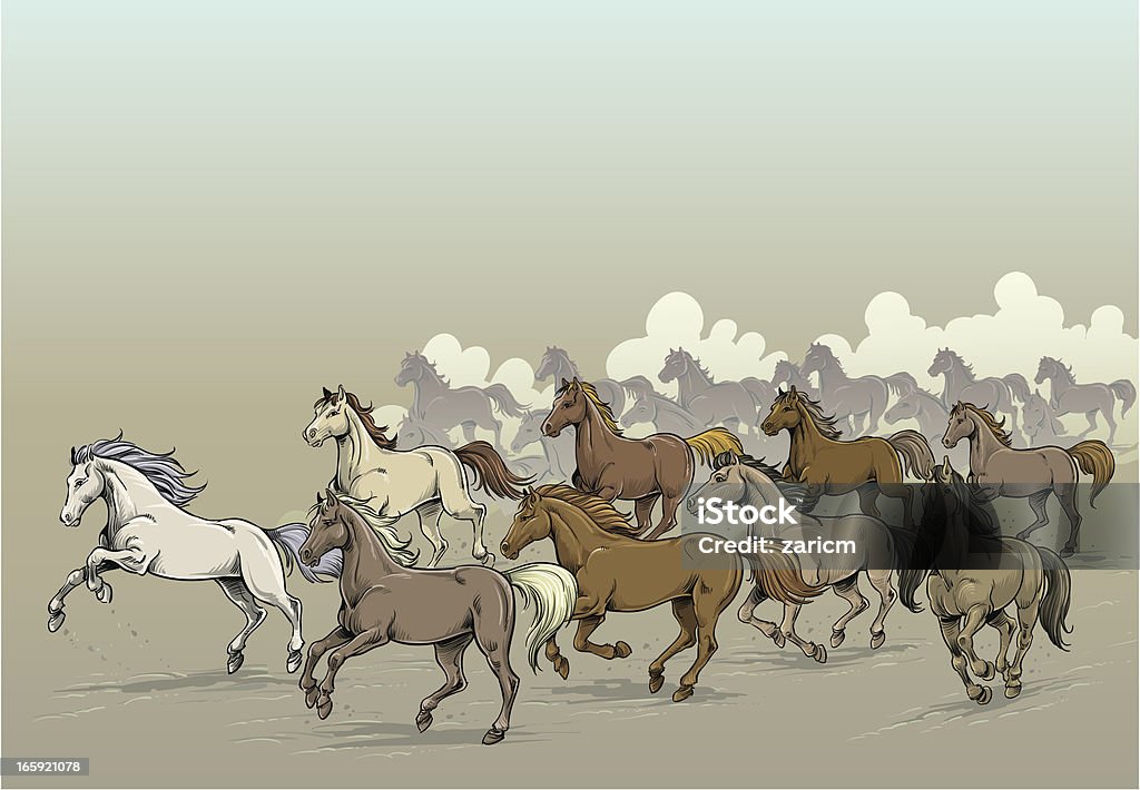 Horses Illustration of herd of horses. Horse stock vector