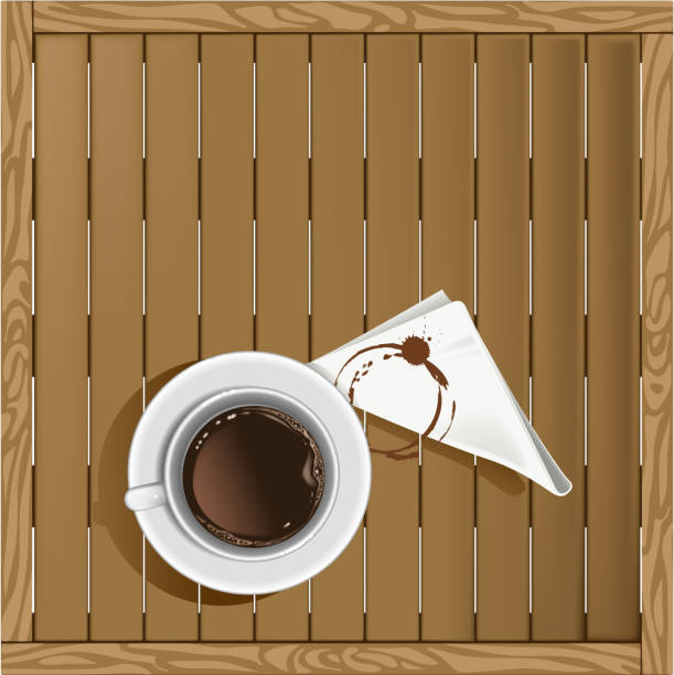 ilustrações de stock, clip art, desenhos animados e ícones de mesa de café - coffee stained wood stain coffee cup