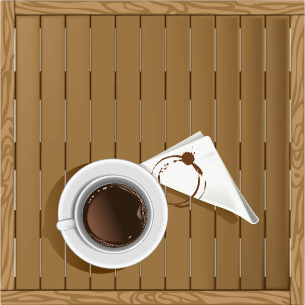 кофе рабочий стол - coffee stained wood stain coffee cup stock illustrations