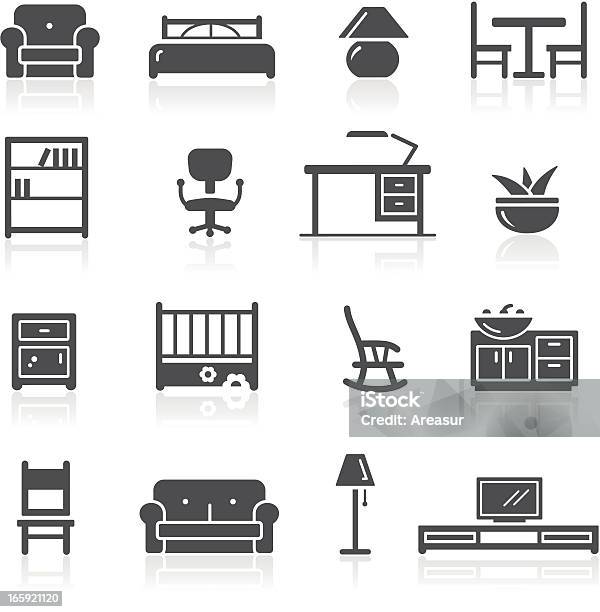 Ilustración de Iconos De Muebles y más Vectores Libres de Derechos de Ícono - Ícono, Muebles, Chaise longue