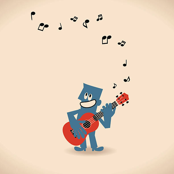 musiker spielen wie man ukulele spielt (gitarre - traditional song stock-grafiken, -clipart, -cartoons und -symbole