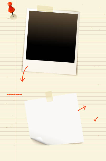 remember paper drawing of vector blank remember materials. message photos stock illustrations