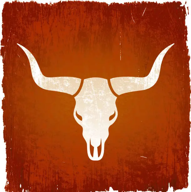 Vector illustration of Texas Longhorn bull on royalty free vector Background