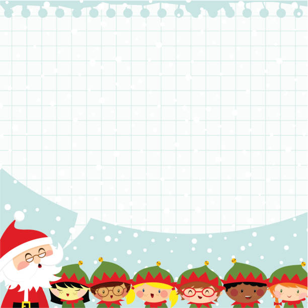 elves und santa claus - christmas christmas card greeting card greeting stock-grafiken, -clipart, -cartoons und -symbole