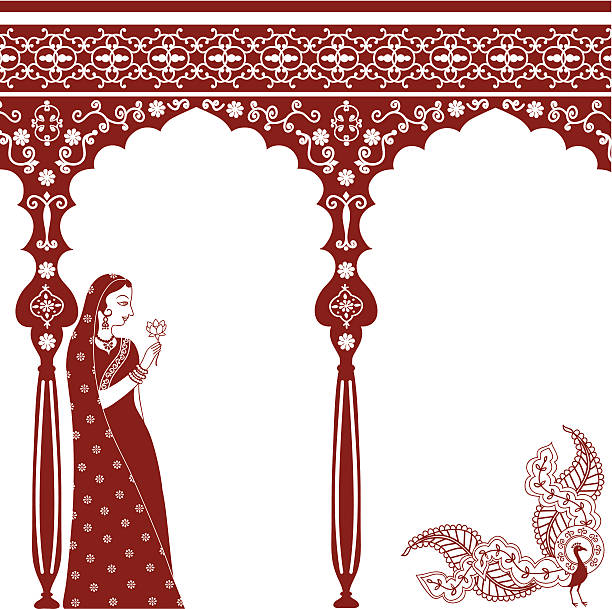 Mehdni Beauty with Peacock vector art illustration