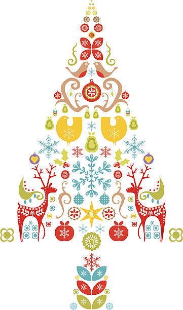 weihnachtsbaum design - first day of christmas stock-grafiken, -clipart, -cartoons und -symbole